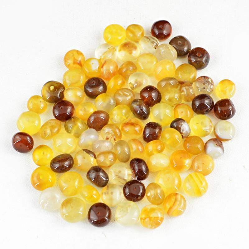 gemsmore:Natural Round Yellow Onyx Drilled Beads Lot
