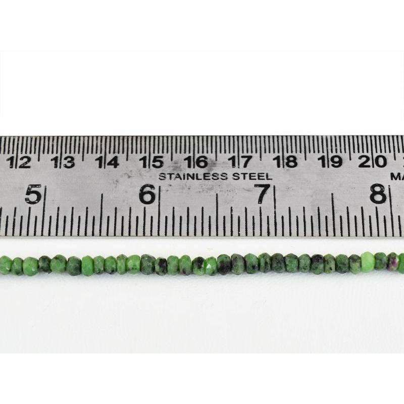 gemsmore:Natural Ruby Ziosite Drilled Beads Strand Faceted Round Shape