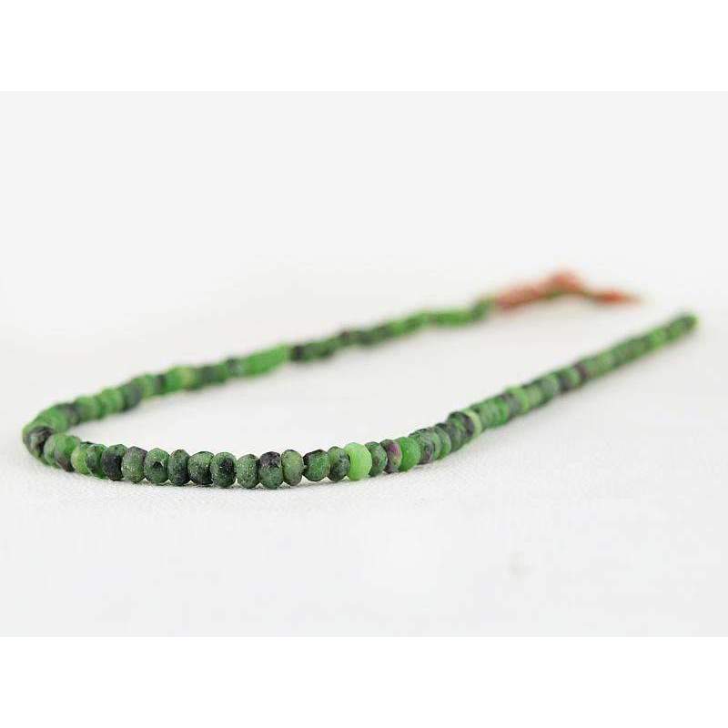 gemsmore:Natural Ruby Ziosite Drilled Beads Strand Faceted Round Shape