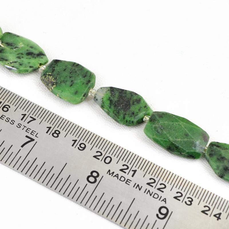 gemsmore:Natural Ruby Ziosite Faceted Beads Strand