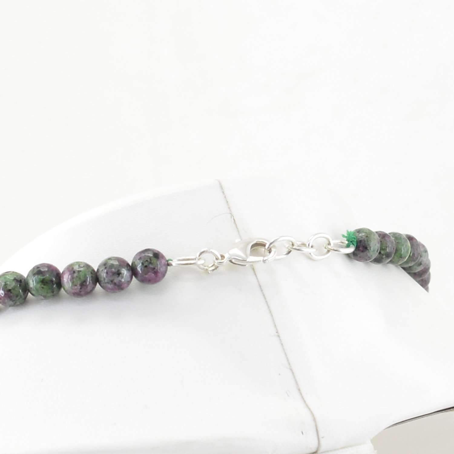 gemsmore:Natural Ruby Ziosite Necklace Untreated Round Cut beads