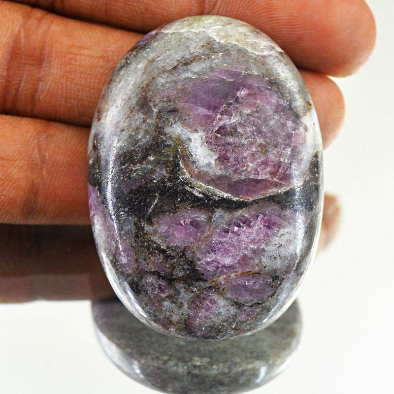 gemsmore:Natural Ruby Ziosite Oval Shape Loose Gemstone