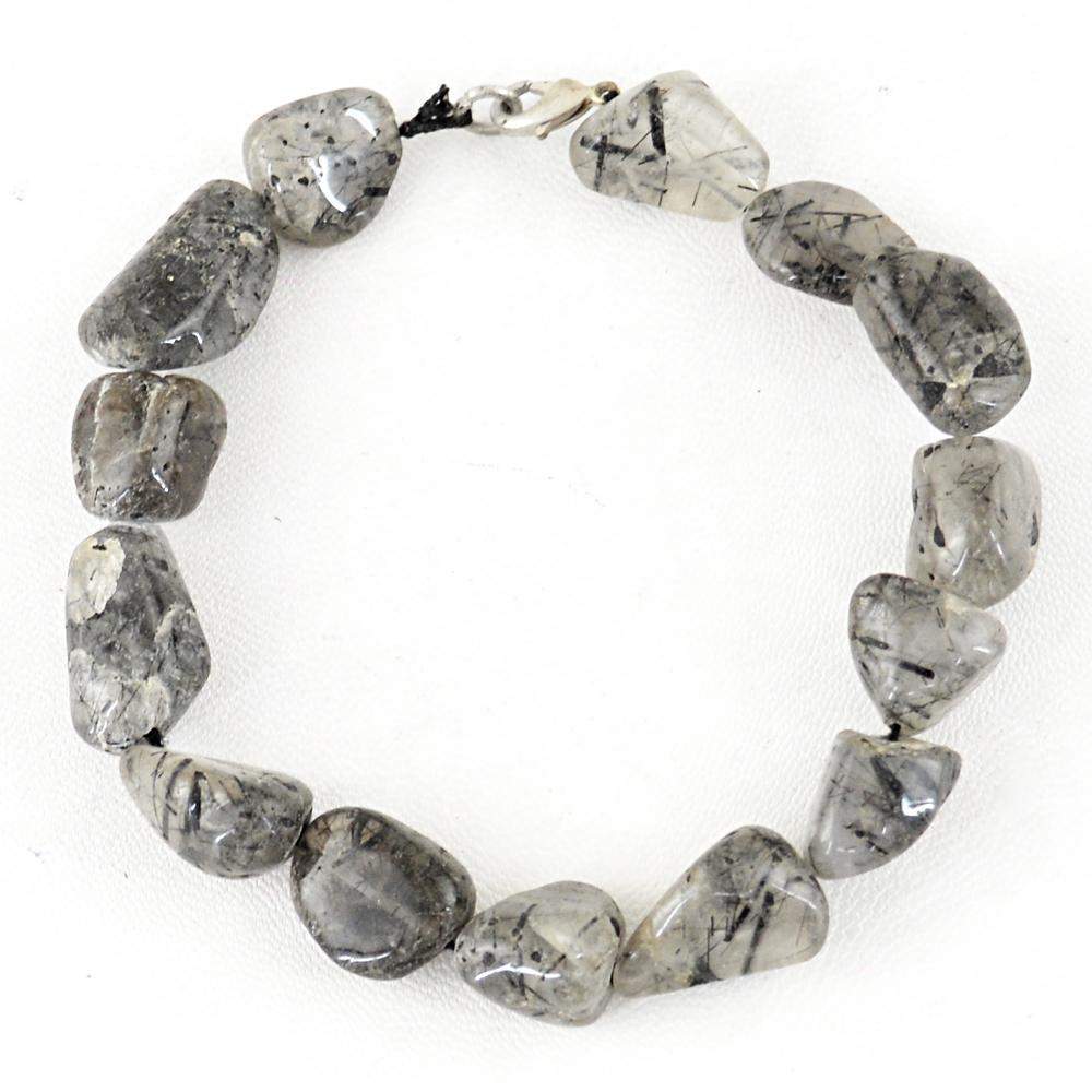 gemsmore:Natural Rutile Quartz Bracelet Untreated Beads