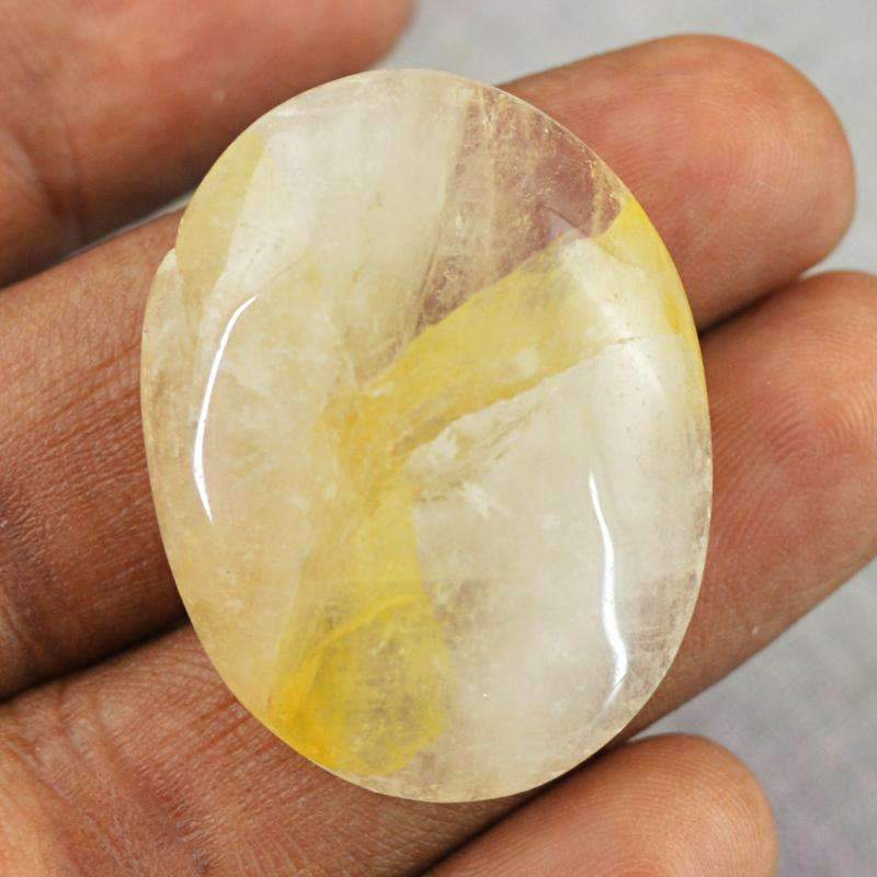 gemsmore:Natural Rutile Quartz Gemstone Oval Shape