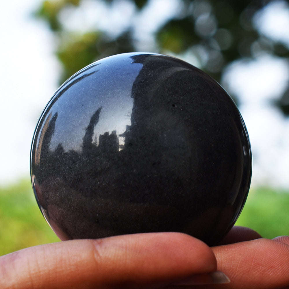 gemsmore:Natural  Rutile  Quartz  Healing Hand Carved Crystal Sphere