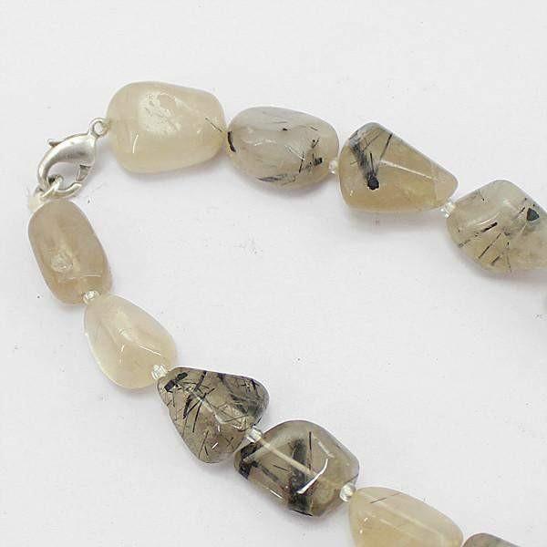gemsmore:Natural Rutile Quartz Necklace Single Strand Untreated Beads