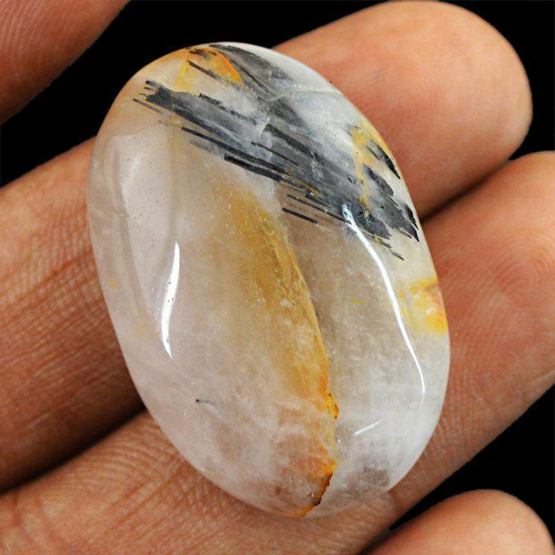 gemsmore:Natural Rutile Quartz Oval Shape Unheated Gemstone