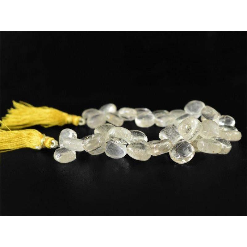 gemsmore:Natural Rutile Quartz Untreated Pear Shape Beads Strand