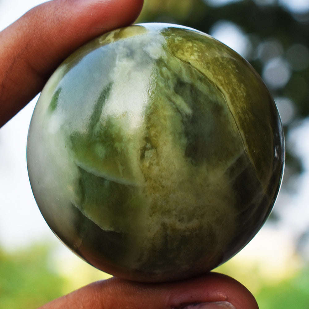 gemsmore:Natural Serpentine Hand Carved Crystal Healing Ball
