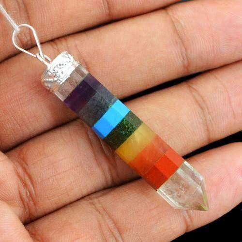 gemsmore:Natural Seven Chakra AAA Healing Point Pendant