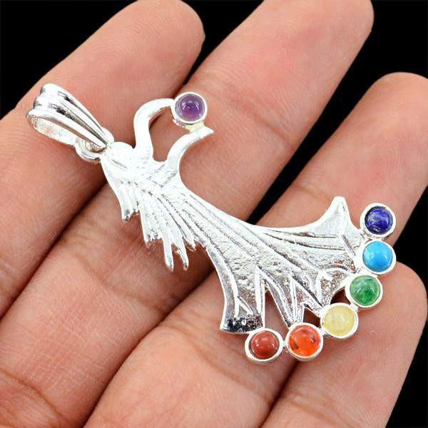 gemsmore:Natural Seven Chakra Angel Crystal Healing Pendant