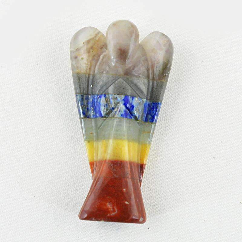 gemsmore:Natural Seven Chakra Carved Healing Angel Gemstone