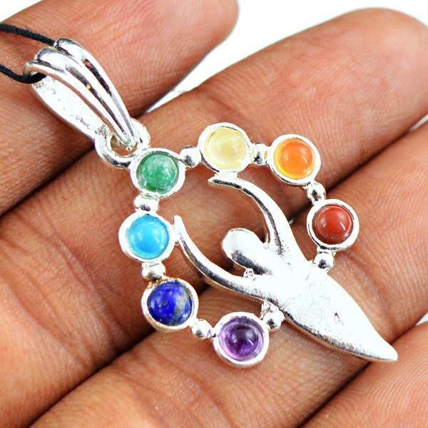 gemsmore:Natural Seven Chakra Crystal Healing Pendant