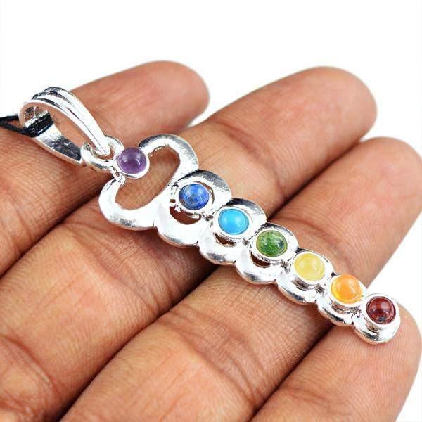 gemsmore:Natural Seven Chakra Crystal Healing Pendant