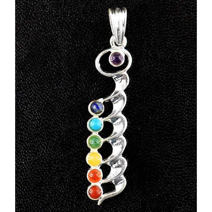 gemsmore:Natural Seven Chakra Crystal Reiki Healing Pendant