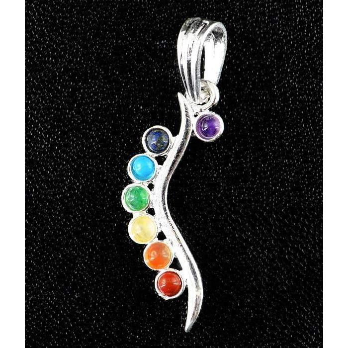 gemsmore:Natural Seven Chakra Gemstone Healing Pendant