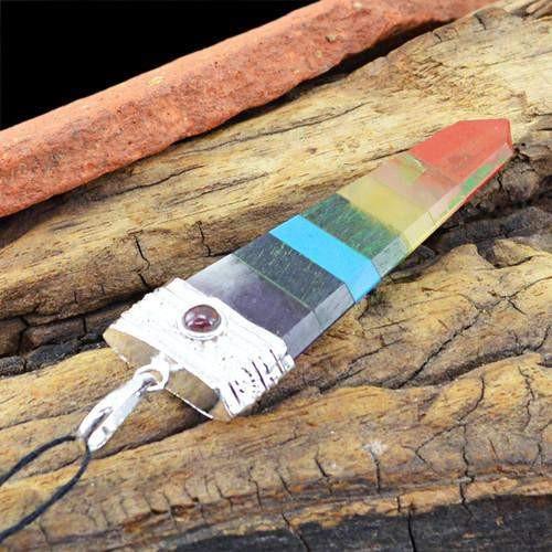 gemsmore:Natural Seven Chakra Healing Point Pendant