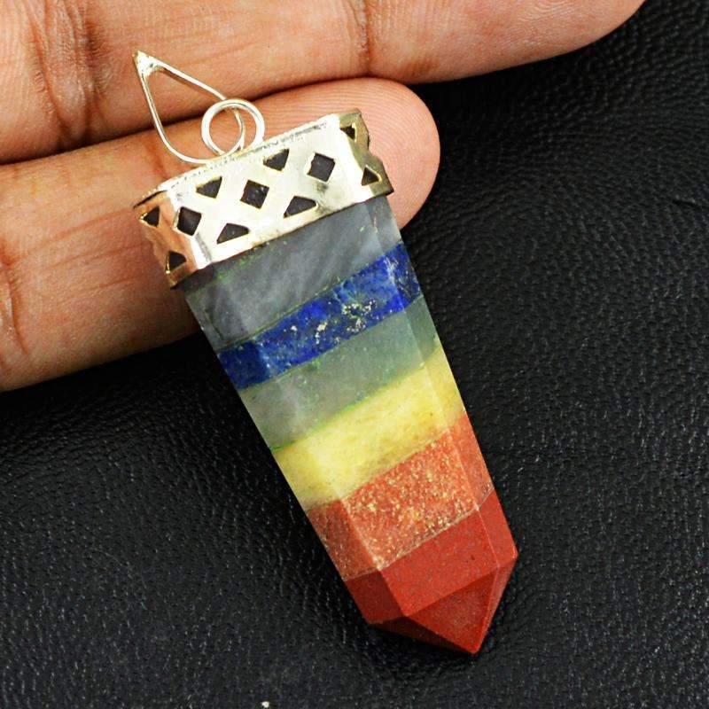 gemsmore:Natural Seven Chakra Healing Point Pendant