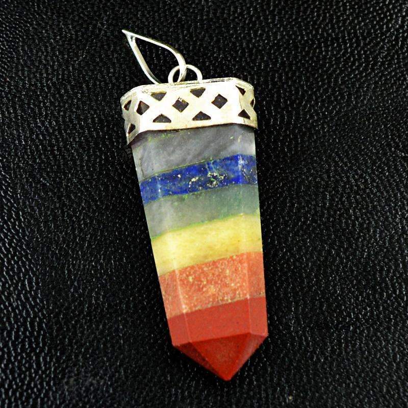 gemsmore:Natural Seven Chakra Healing Point Pendant