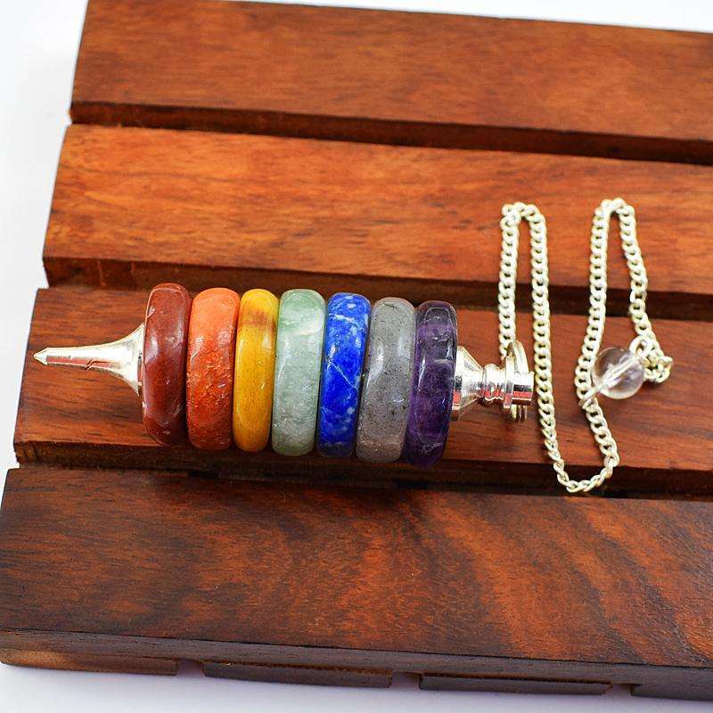gemsmore:Natural Seven Chakra Reiki Healing Point Pendulum