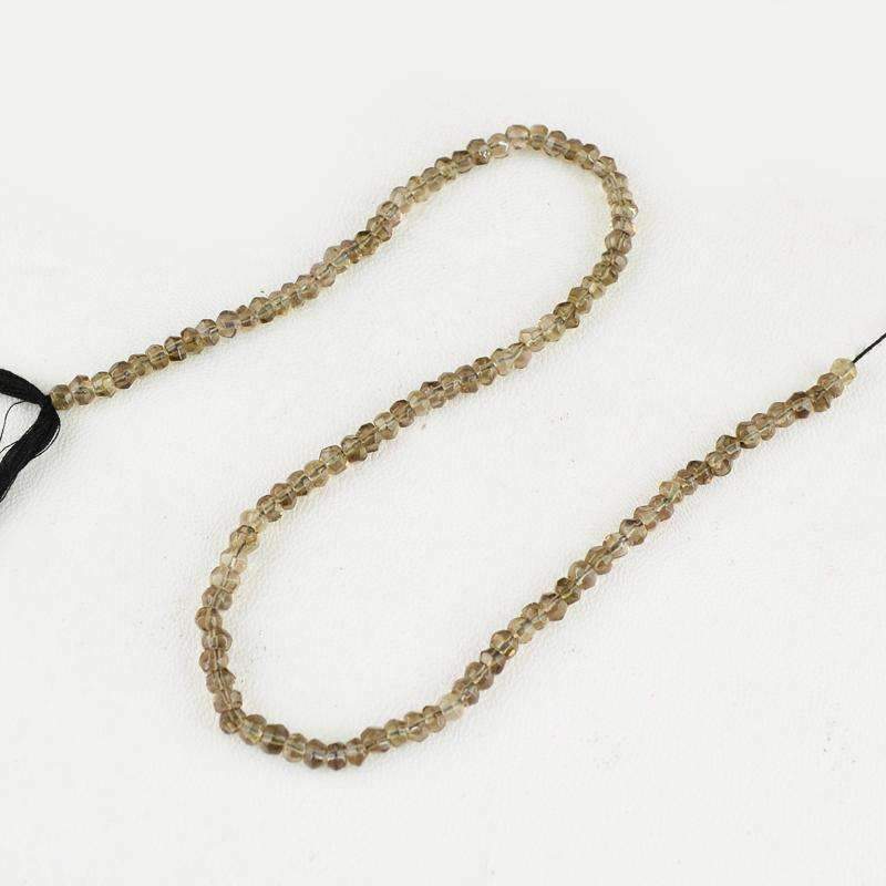 gemsmore:Natural Smoky Quartz Beads Strand Faceted Round Shape Drilled