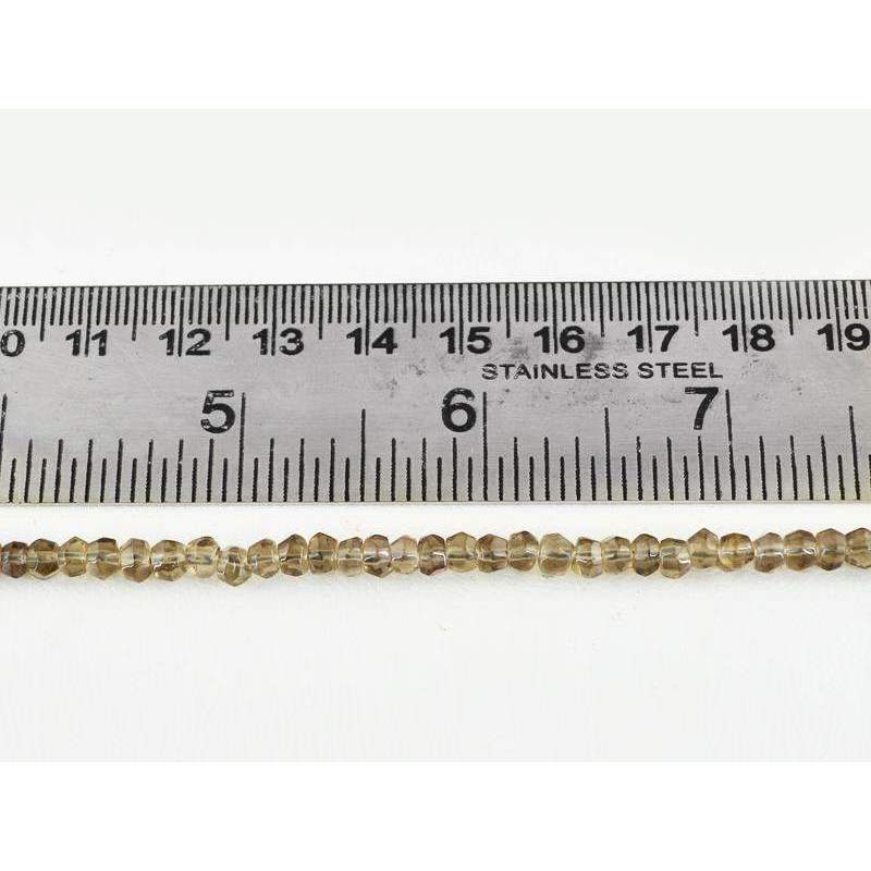 gemsmore:Natural Smoky Quartz Beads Strand Faceted Round Shape Drilled