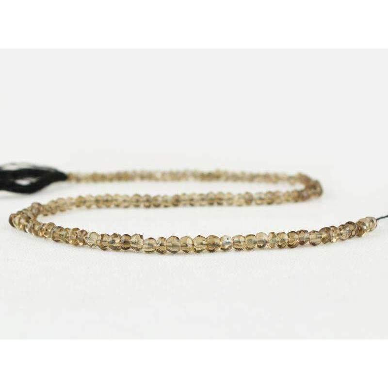 gemsmore:Natural Smoky Quartz Beads Strand Faceted Round Shape Drilled