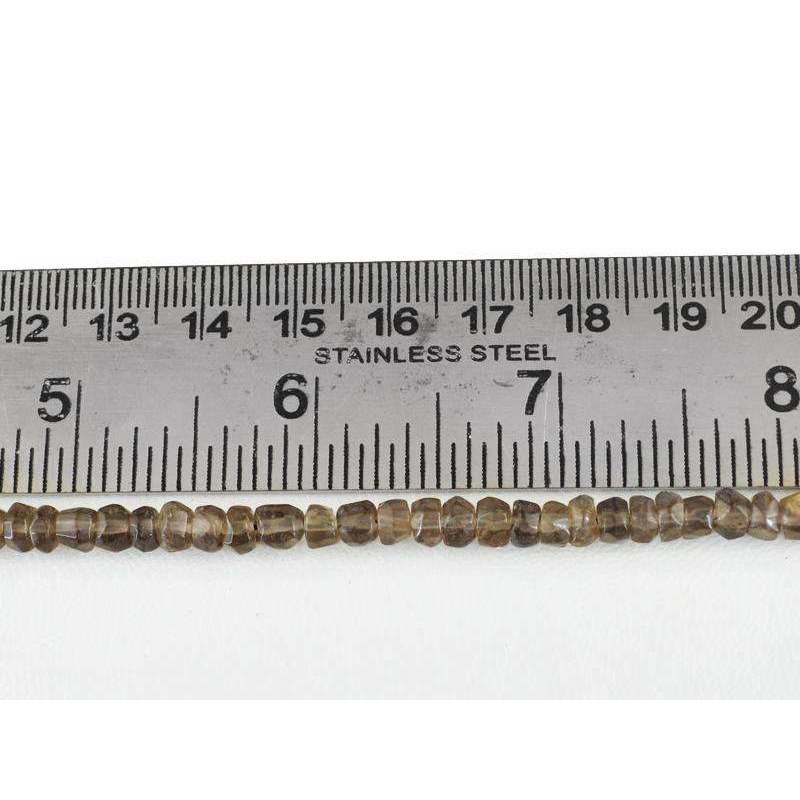 gemsmore:Natural Smoky Quartz Beads Strand Faceted Round Shape Drilled