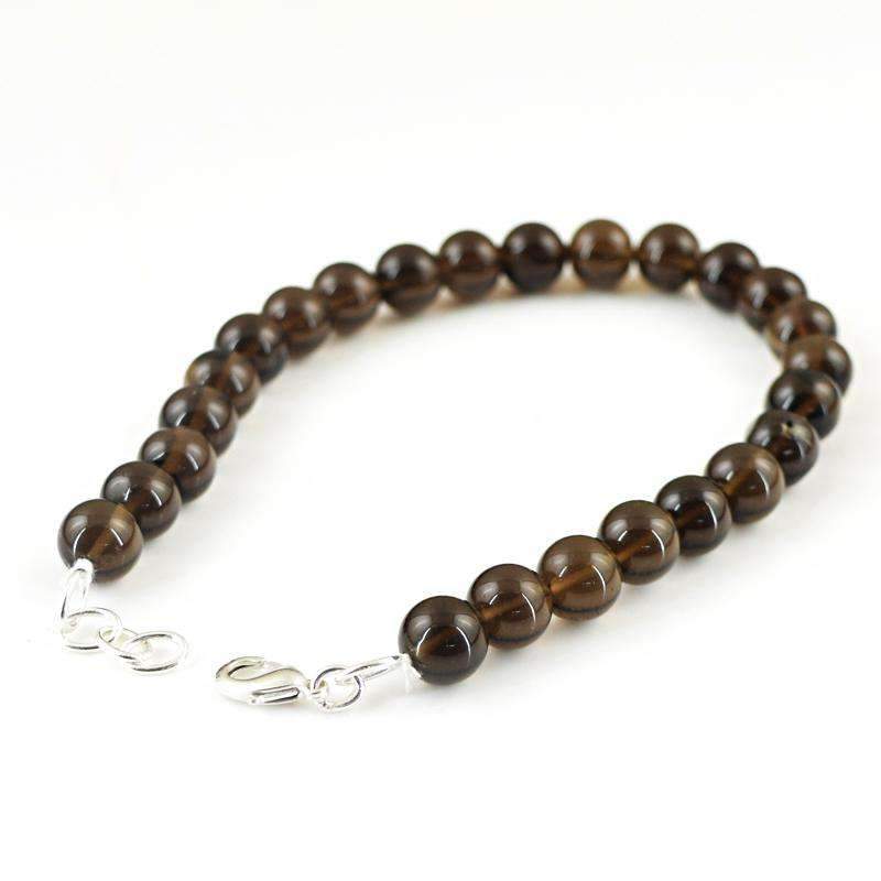 gemsmore:Natural Smoky Quartz Bracelet Round Shape Beads