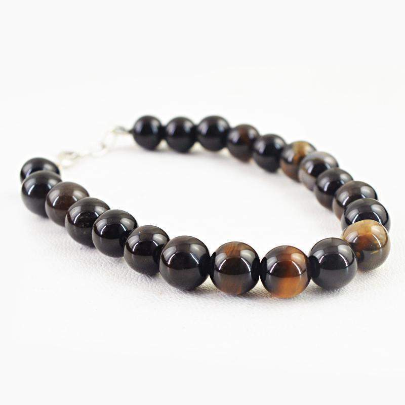 gemsmore:Natural Smoky Quartz Bracelet Round Shape Untreated Beads