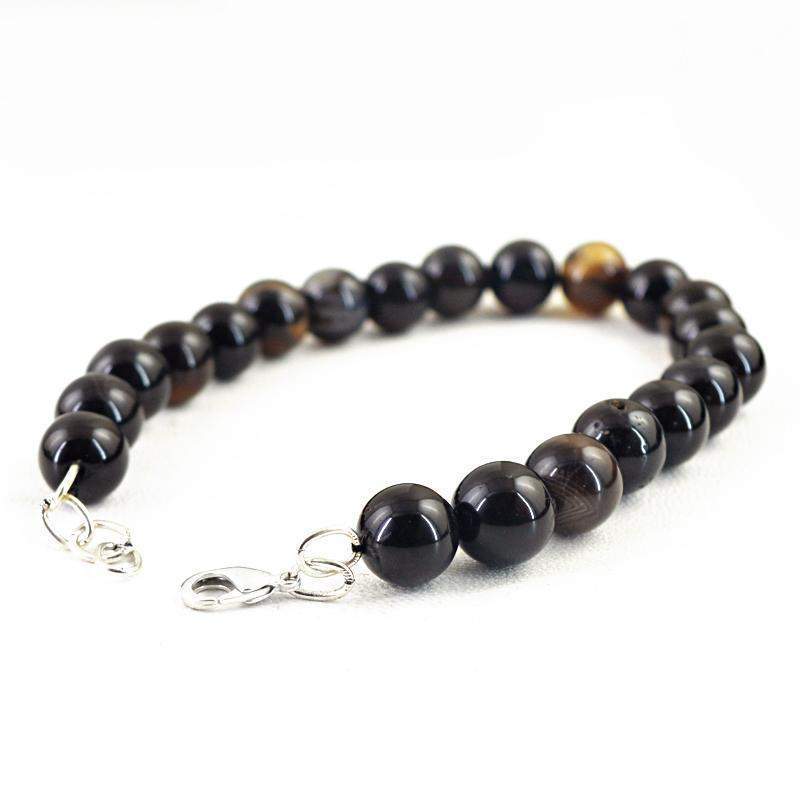gemsmore:Natural Smoky Quartz Bracelet Round Shape Untreated Beads
