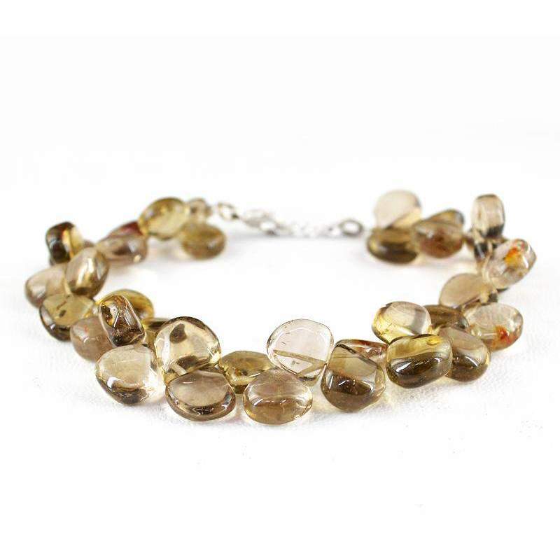 gemsmore:Natural Smoky Quartz Bracelet Untreated Pear Shape Beads