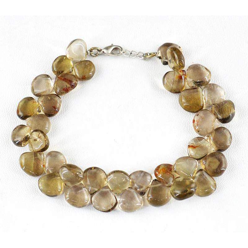 gemsmore:Natural Smoky Quartz Bracelet Untreated Pear Shape Beads