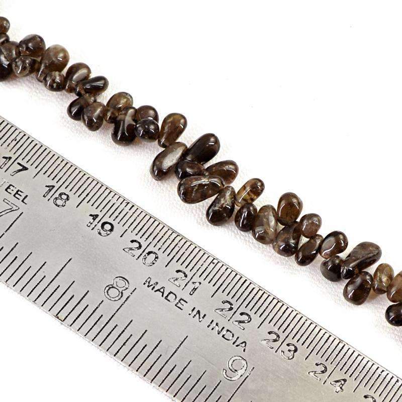 gemsmore:Natural Smoky Quartz Drilled Beads Strand