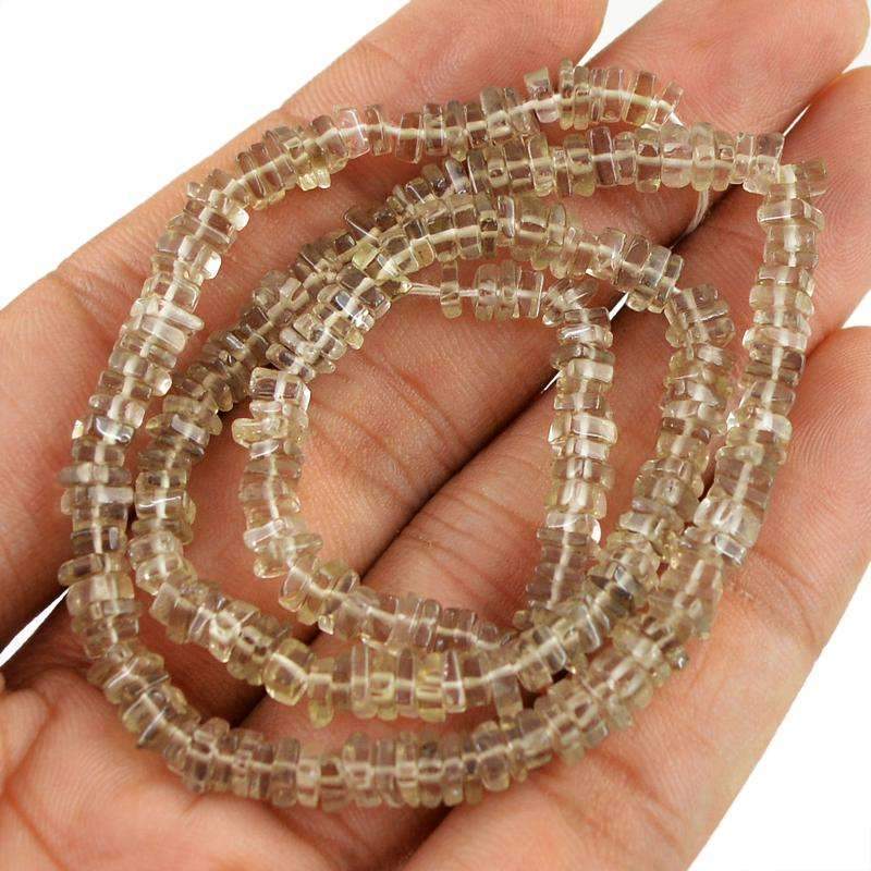 gemsmore:Natural Smoky Quartz Drilled Beads Strand