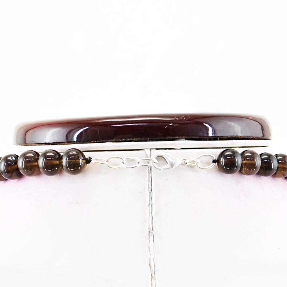 gemsmore:Natural Smoky Quartz Necklace 20 Inches Long Round Shape Beads