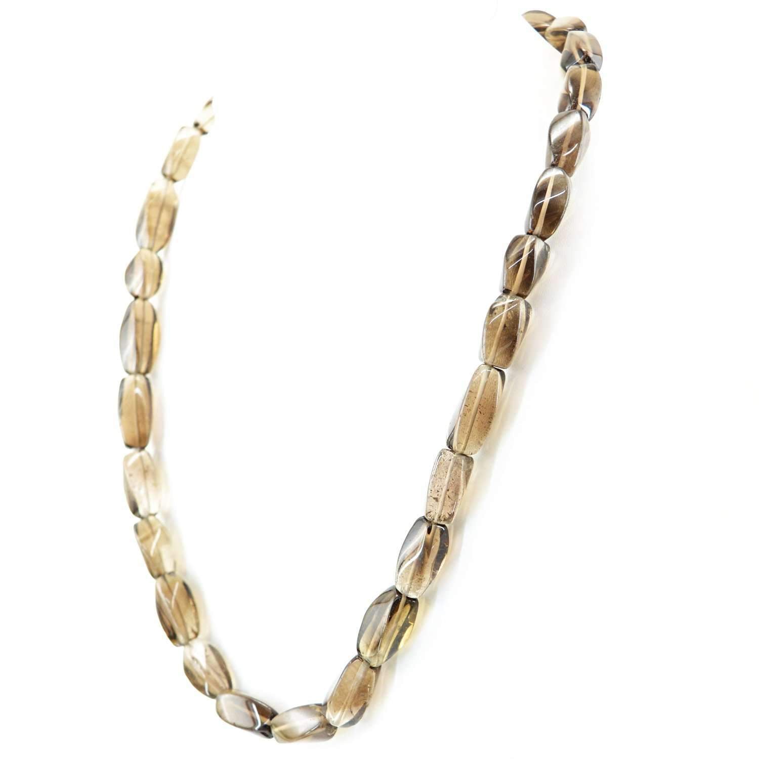gemsmore:Natural Smoky Quartz Necklace 20 Inches Long Untreated Beads