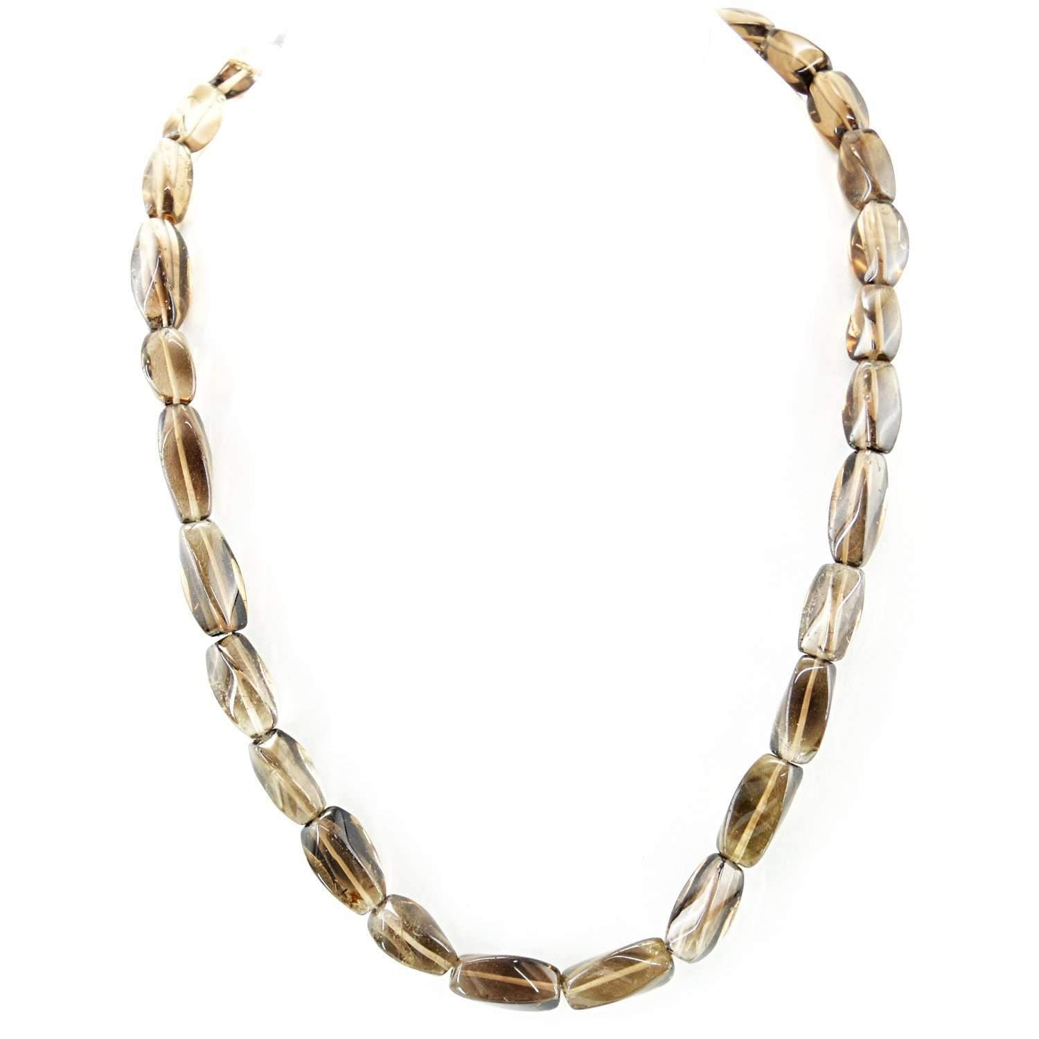 gemsmore:Natural Smoky Quartz Necklace 20 Inches Long Untreated Beads