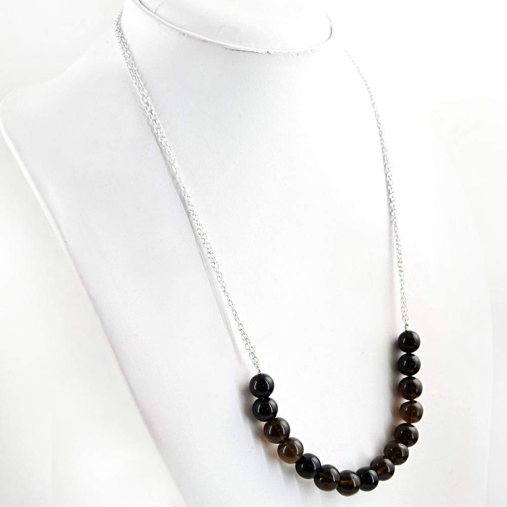 gemsmore:Natural Smoky Quartz Necklace Round Shape Beads - Best Quality