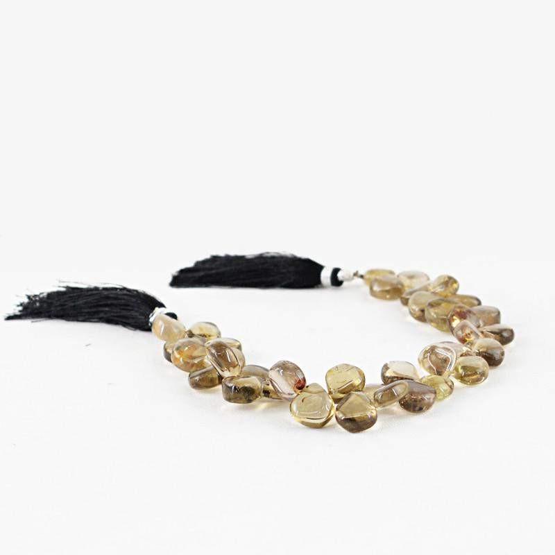 gemsmore:Natural Smoky Quartz Pear Shape Beads Strand