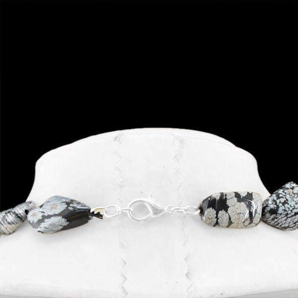 gemsmore:Natural Snowflakes Obsidian Necklace Untreated Beads