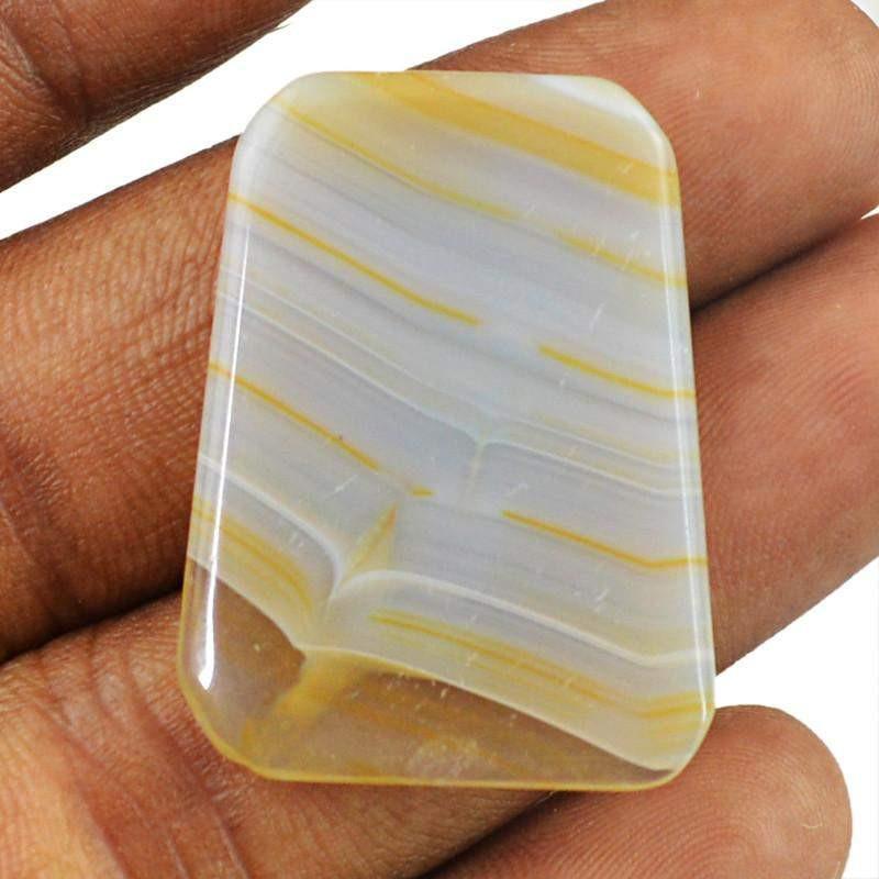 gemsmore:Natural Striped Agate Healing Palm Untreated Gemstone