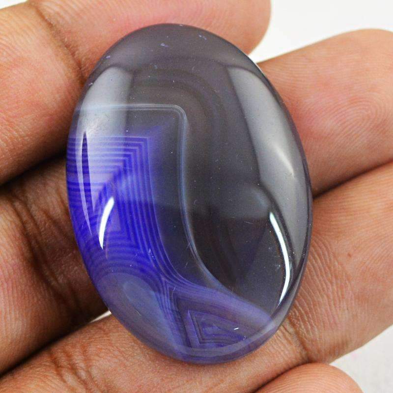 gemsmore:Natural Striped Onyx Gemstone - Oval Shape