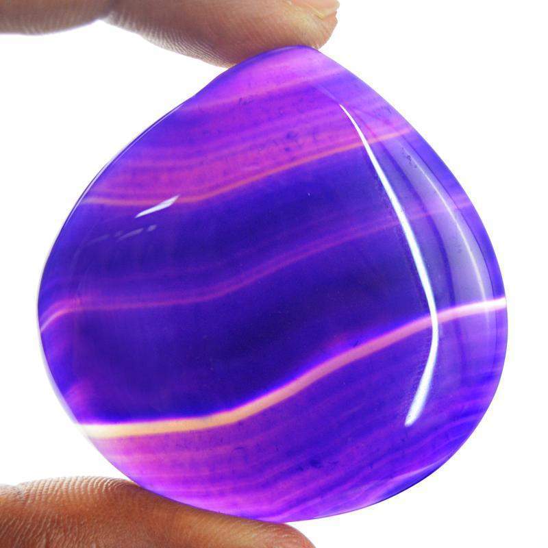 gemsmore:Natural Striped Purple Onyx Pear Shape Gemstone