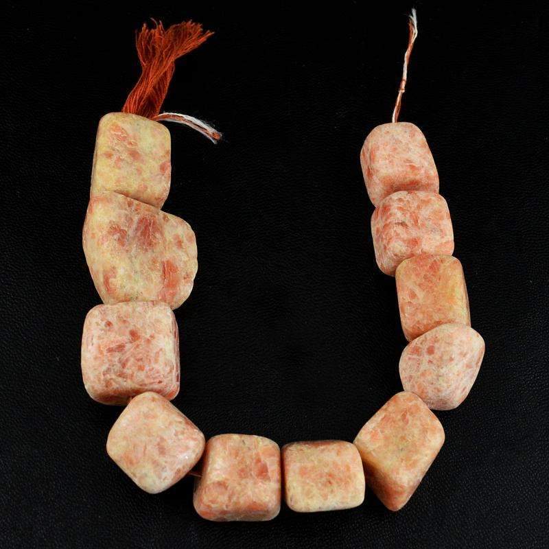 gemsmore:Natural Sunstone Beads Strand - Untreated Drilled