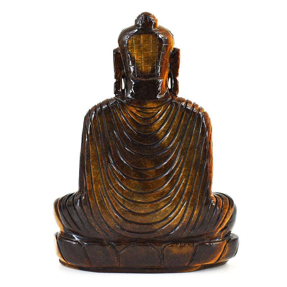 gemsmore:Natural Tiger Eye Hand Carved Genuine Crystal Gemstone Carving Lord Buddha