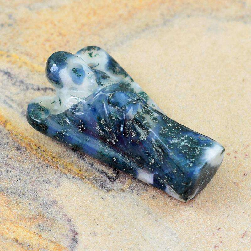 gemsmore:Natural Tree Agate Carved Healing Angel Gemstone