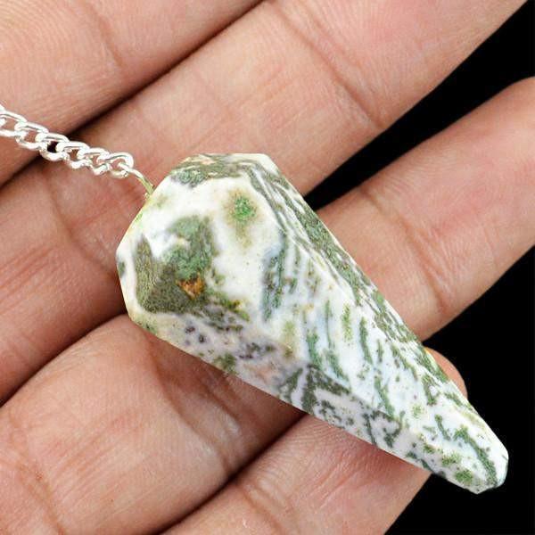 gemsmore:Natural Tree Agate Healing Pendulum