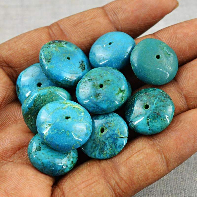 gemsmore:Natural Turquoise Beads Lot - Drilled Round Shape
