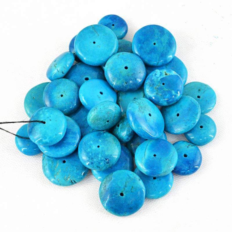 gemsmore:Natural Turquoise Beads Lot - Drilled Round Shape
